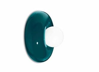 Licht-Erlebnisse Wandlampe Keramik Glas rund Ø 25 cm klein Petrol Weiß Retro für G9 Wandleuchte innen Wohnzimmer Flur Dekoleuchte Wand