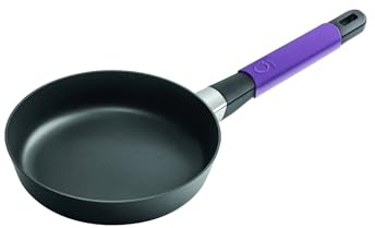 SQUALITY Flachpfanne, Bratpfanne, Aluminiumguss, Biotan® Beschichtung, 6 mm Boden, gleichmäßige Wärmeleitung, backofenfest bis 180 Grad (Violett, 20cm Induktion)
