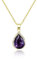 Linawe Amethyst Anhänger Kette Halskette Damen, Goldkette Lila Diamant Geburtsstein Kristall Charm Kette, Kettenanhänger Gold Halsketten Damenkette Schmuck Set Jewelry Modeschmuck