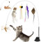 Katzenspielzeug Interaktiv Spielzeug Katze Intelligenz Cat Toys Kätzchen Zauberstab Kätzchen Zauberstab mit Saugnapf Federn für Kleine Große Katzen