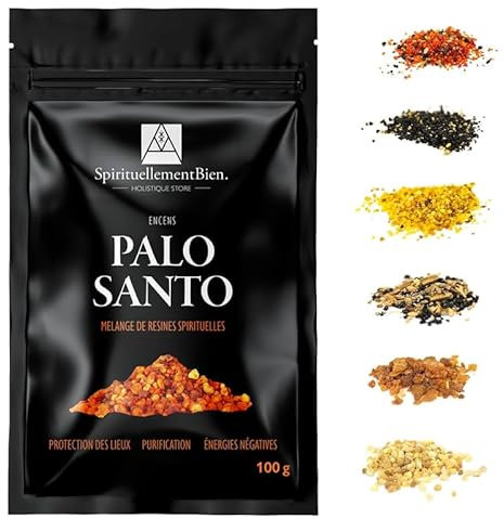 Incenso Profumato con oli essenziali naturali Palo Santo resina profumata e autentica in grano 100 GR per fumigazione Brule Profumo o Incensore Protezione dei Luoghi, Purificazione