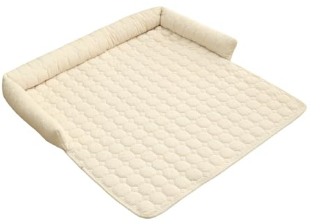 Hundebett Sofa 75x75cm Anti-Rutsch Sofabett Hund Sofaschutz Hund Hundematte Waschbar, Hundekissen für Mittelgroße und Kleine Hunde, Hundesofa Möbelschutz (Beige)