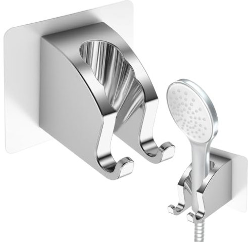Soporte Cabezal de Ducha, Soporte Ducha Universal, Ajustable Sujeta Alcachofa Ducha, Soporte de Ducha Giratorio 360°, Fuerza Súper Adhesiva, Barra Ducha para Accesorios de Baño