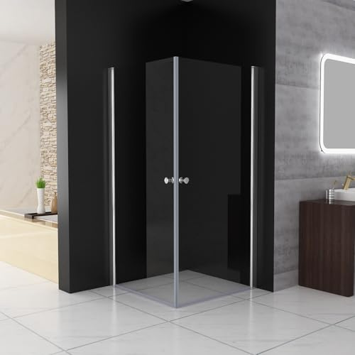 MIQU Duschkabine Eckeinstieg 90x80 x185 cm Schwingtür Duschwand mit Doppel Schwingbar Duschtür ESG Glas, Drehfalttür komplett Dusche Duschabtrennung Höhe 185cm, ohne Duschwanne