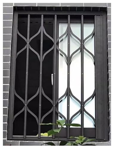 Sicherheitsgitter zur Verhinderung von Diebstahl aus Kellerfenstern, Faltbare Fenstergitter gegen Einbruch, Schutzzaun for Schiebefenster for den gewerblichen Gebrauch(Black,47x59in/120x150cm)