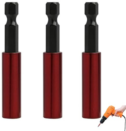 3PCS Magnetic bit Holder, Universal Drill bit Holder, 1/4 Inch Hex Shank Drill Bits, Holder Quick, for Impact Drill Hex Extension Bar Holders Adapter (Red)