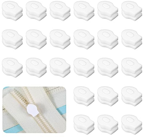 LIQWEI 24 Stück Schieber für Bettwäsche Reißverschluss, Universal ReißVerschluss Kunststoffschieber 3-4.5mm Weiß Ersatz Zipper Reparatur Kit für Bettwäsche Bettbezug Kopfkissenbezug Kleidung