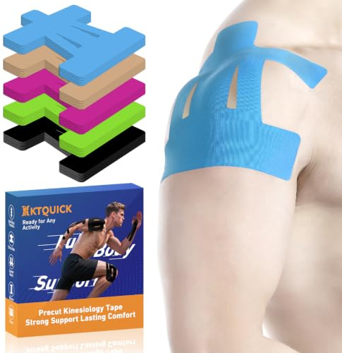 Kinesiotapes Vorgeschnitten für Schultern, 5% höhere Klebekraft, Latexfrei | Hypoallergen, Wasserfestes & Elastisches, Atmungsaktiv, Hautfreundlich, für Schulter Unterstützung, Azurblau, 10 Stück
