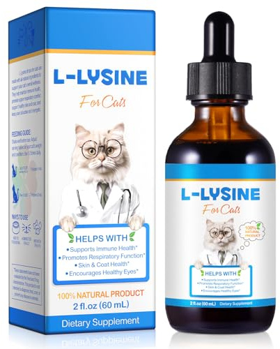 L-Lysin Katze Tropfen – Lysin Katze Ergänzungsfuttermittel hochdosiert für Katzen & Kätzchen zur natürlichen Unterstützung von Immunsystem, Abwehrkräften & Atemwegen in Mehrkatzenhaushalten 60ml
