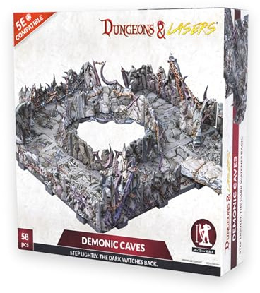 Dungeons & Lasers Demonic Caves Terrain Set for DND and Tabletop RPG Games, 5E Compatible, Assembly and Painting Required, for Ages 14 Years +