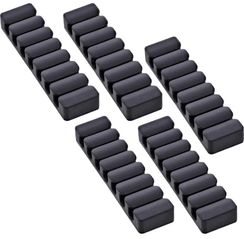 InLine 5er Pack Kabelclip 7-fach selbstklebend schwarz, zur Organisation vieler Kabel am Schreibtisch, im Auto oder Büro, mit starkem 3M Klebepad, 59971L