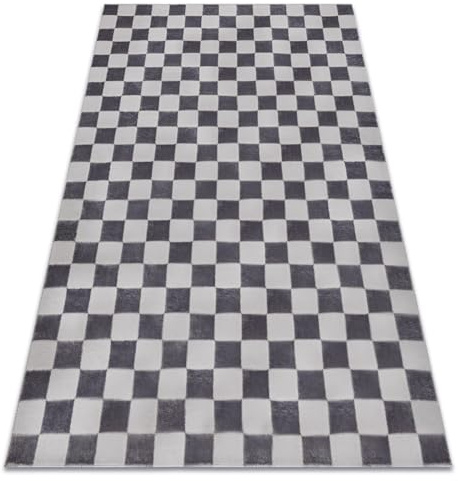 rugsx Teppich Aura EB112 grau - Moderner Strukturteppich mit Schachbrett Muster 120x170 cm
