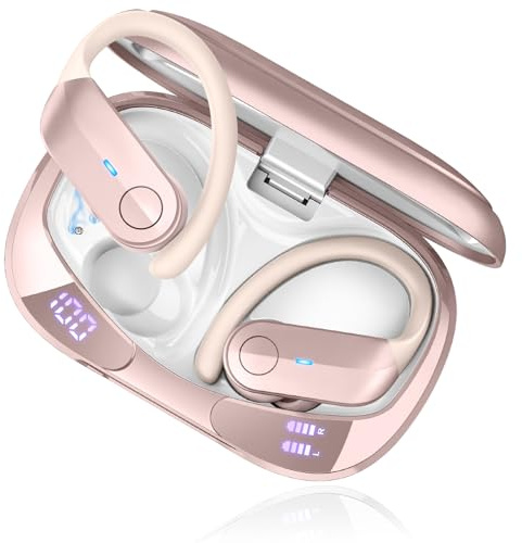 Ltinist Cuffie Bluetooth 5.4 Sport, Auricolari Bluetooth 75 Ore HiFi Stereo,Cuffie Wireless Impermeabili IPX8,4 ENC Cancellazione Rumore Mic,Con Display a LED, Headphones Per Corsa e Sport Estremi