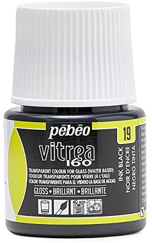PEBEO - Vernice Trasparente per Vetro Vitrea 160°C - Nero Lucido - 45 ML