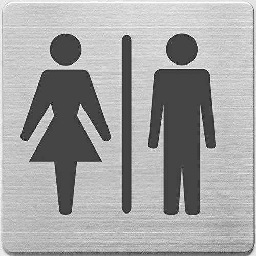 Alco Piktogramm Edelstahl Schild 9x9cm WC Damen/Herren