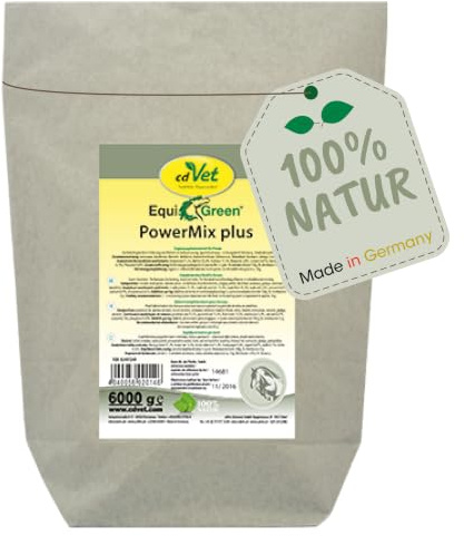 cdVet Naturprodukte EquiGreen PowerMix plus 6 kg - Pferde - Unterstützt den Aufbau der Muskulatur - Leistung durch Fütterung - Leistungssteigerung - Stoffwechselvorgänge - Sportlernahrung -