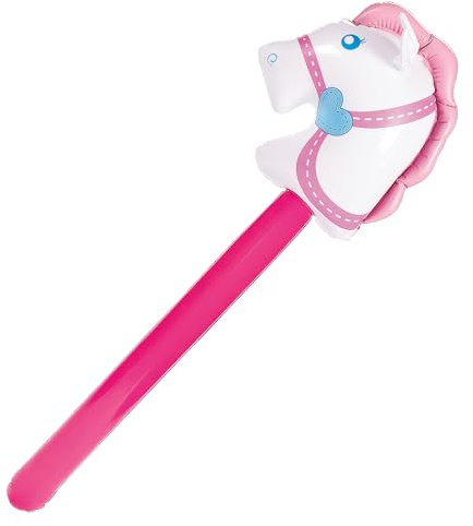 Fun Express Pony on a Stick Blow Up Horse Toy - Gift and Cowgirl Party Supplies