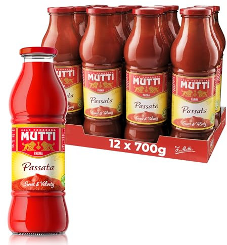 Mutti passata di pomodoro confezione da 12 barattoli in vetro da 700 grammi ciascuno (1000042925)