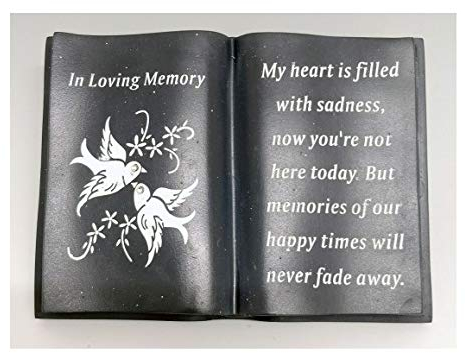 Gedenktafel, Grabschmuck Schiefer, grau, Design: in Loving Memory – Tauben-Design