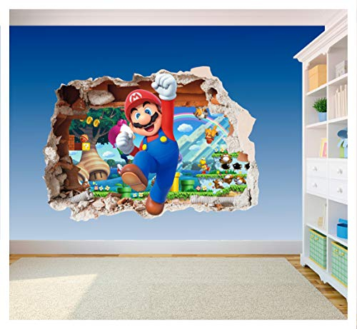 Super Mario Brothers 3-3D-gedruckter Vinyl-Aufkleber für Kinderzimmer (groß, 600 x 425 mm)