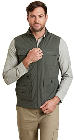 Mountain Warehouse Trek II Mens Gilet - Lightweight Body Warmer, Fast Drying Vest, Shrink & Fade Resistant, Many Pockets Gilet Jacket - For Spring, summer, Travelling Khaki M