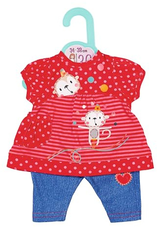 Dolly Moda Kleid und Hose AFFE für 36 cm Puppen | Kleid, Hose, Affenmotiv, passend für 36 cm Puppen