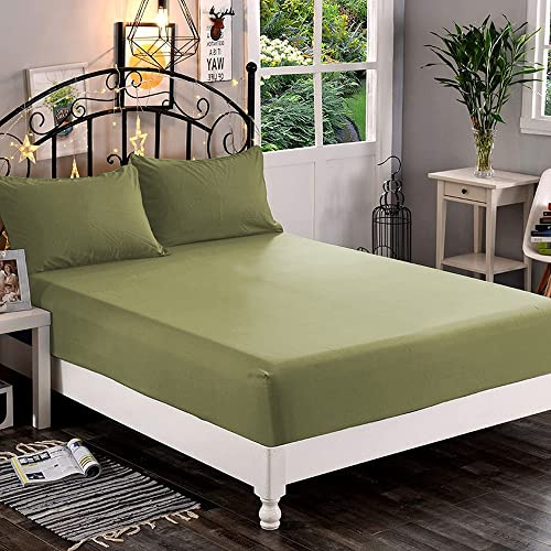 Elegant Comfort 1500 Premium Hotel Quality 1-Piece Fitted Sheet, Softest Quality Microfiber - Deep Pocket up to 14 inch, Wrinkle and Fade Resistant, Queen, Sage-Green