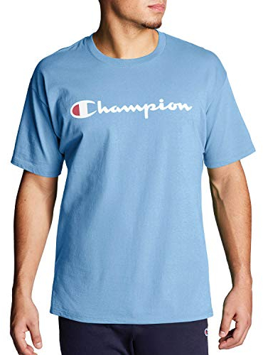 Champion Men's Classic Graphic Tee T Shirt, Swiss Blue, M UK
