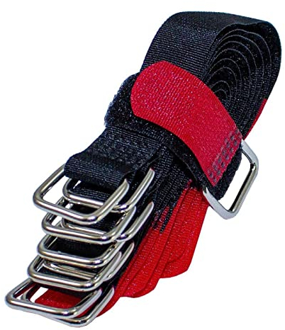 Lumonic 10x Klettbinder 150x16mm normal Schwarz Rot - Wiederverwendbare Kabelbinder aus Klettband - Zum Befestigen oder Kabelmanagement