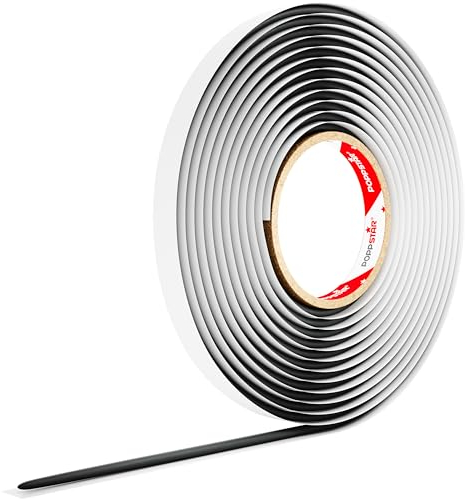 POPPSTAR Butylrundschnur Klebeband (5 m x 6 mm) Dichtband selbstklebend, rund, Farbe schwarz