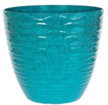 Lightweight Recycled Plastic Garden Pot Planter with Drainage Holes | UV Resistant & Frostproof | Kelkay Contemporary Collection Windermere Small Pot (Teal)