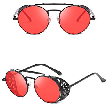 AidShunn Sunglasses Steampunk UV400 Protection Retro Eyewear Metal Round Frame Windshield Glasses Women Mens