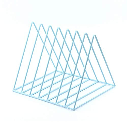 Solide Bookends File Storage Shelf Buch-Standplatz-Desktop Nordic Schmiedeeisen Datei-Buchhalter Büro-Schreibtisch-Speicher Book Organizer (Color : Blue, Size : Triangle)