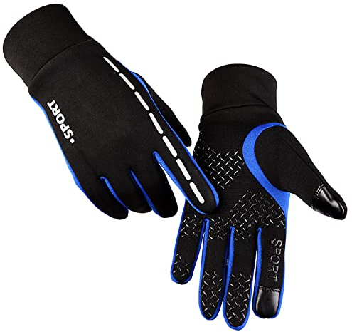 AFIT Winterhandschuhe Winddicht Vollfinger Touchscreen Handschuhe Warme Handschuhe Anti-Rutsch Sporthandschuhe Wasserdicht Fahrradhandschuhe Laufhandschuhe, Klettern für Herren Damen (Blau, L)