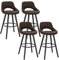 WOLTU Tabouret Bar, Lot de 4, Chaise Haute Bar, Tabouret Haut avec Dossier et Repose-Pieds, Cadre en Bois, Siège en Tissu Scientifique, Marron Foncé, BH291dbr-4