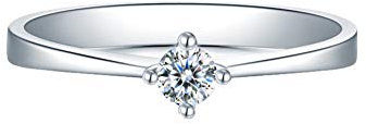KnBoB Pt950 Platin Ring für Frauen 4 Klaue Weiß Runde 0.1CT Diamant Trauringe Ringe Gr 60 (19.1)