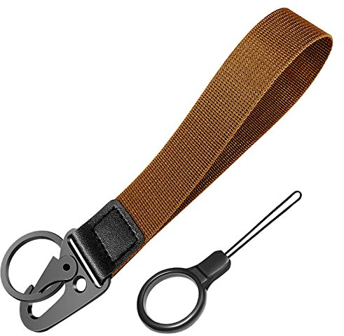 Idakekiy Armband für Schlüssel, Handschlaufe für Handgelenk Schlüsselband Schlüsselanhänger Halter für Männer und Frauen (braun)
