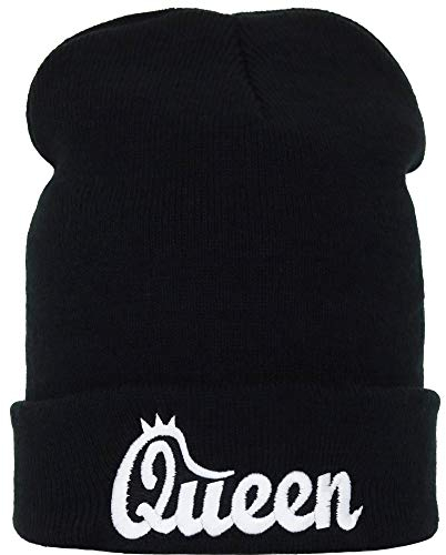 EXPRESS-STICKEREI Lustige Strickmütze - Warme Wintermütze mit Spruch Queen - Beanie für Damen und Herren - Unisex Wollmütze - Heavy Metal Haube mit Spruch