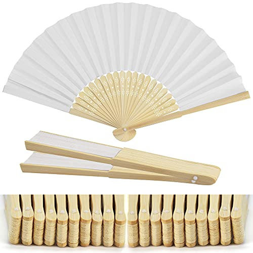 GOLRISEN 20 Stück Fächer Weiß Hochzeit Handfächer Diy Bambus PapierFecher Sommer Faltbar Papierfächer für Wedding, Diy, Wand Dekoration Hochzeit Geburtstag Abiturball Sommer Party