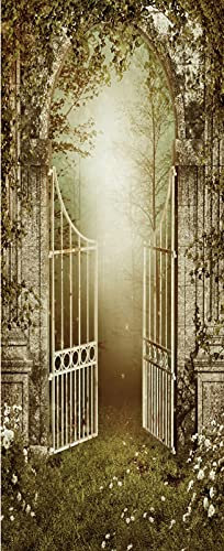 A.Monamour 3D Door Stickers for Interior Doors Old Garden Gate with Ivy and Roses Vinyl Waterproof Self Adhesive Door Mural Decals for Bedroom Office Bathroom 77 x 200 cm