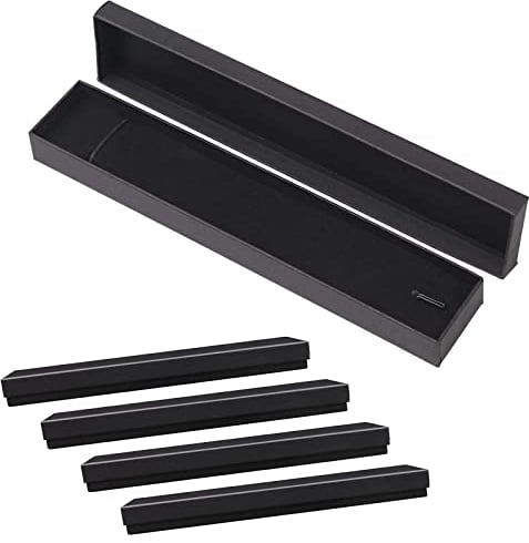 5 Stück Schmuck Geschenkschachtel, 21x4x2cm Halskette Geschenkbox Rechteckige Schmuckschatulle Karton Schmuckverpackung für Ketten Armbänder Ohrringe(Schwarz)