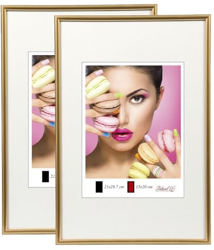 IDEAL TREND 2er 3er 5er Pack Photo Style Set Bilderrahmen Wanddeko Collage Poster Kunststoff Rahmen: Farbe: 2er Pack Gold | Format: 50x70