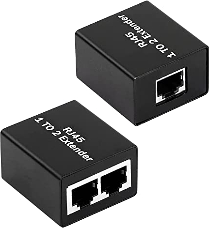 GELRHONR RJ45 Splitter Adapter, RJ45-Ethernet-Splitter, 1 auf 2 Netzwerkadapter (2 Geräte, gleichzeitig), funktioniert für Cat5e/Cat6/Cat8-Stecker, LAN-Internet-1 Paar, Schwarz
