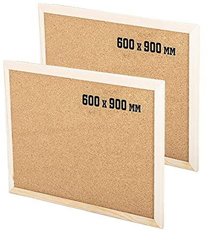 KAV 900MMx600MM Cork Notice Pin Board - Noticeboard Bulletin Wooden Frame for Office, School, Bedroom, Memo, and Home (Pack of 2)