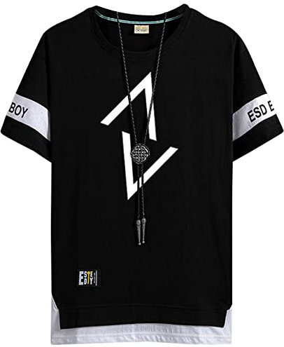 GIJOVANA T Shirt Uomo Maglietta Colori a Contrasto Estive Manica Corta Casual Diversi Colori Disponibili(1Nero,3XL)