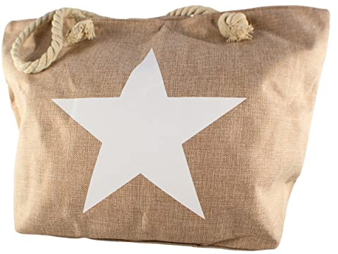 Ropo22 Bolsa De Playa y Piscina De Lona Con Cremallera, Forro Antiarena, Waterproof. Bolso Grande Con Bolsillo Interior y Asas De Cuerda Para Playa, Piscina, Gimnasio. Bolsos de Mujer. (Natural)