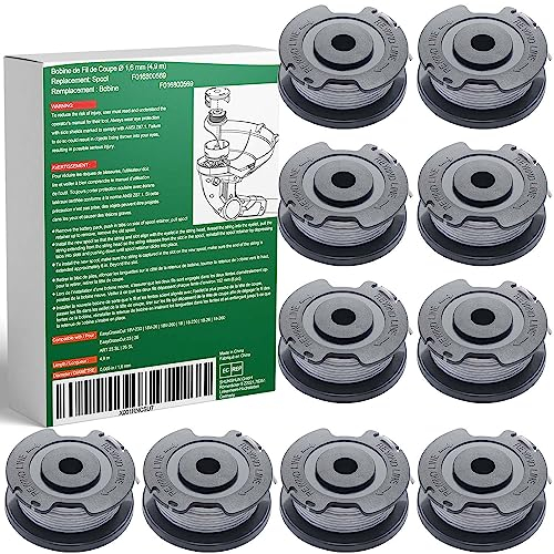 Rasentrimmer Spule für Bosch Rasentrimmer - 10 Stück Trimmer Spule F016800569 Kompatibel Mit Bosch Akku Rasentrimmer EasyGrassCut - Fadenspule Ø 1,6 mm x 4,8 M (10 Ersatzspulen + 1 Kappe)