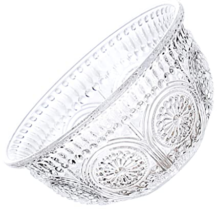 SHOWERORO Bol Verre Embossé Transparent 12.7 Cm Bol À Dessert Et Salade En Verre Relief Pour Cuisine Et Service
