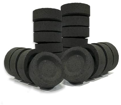 Ungiftige pflanzliche Kohlen aus Holz für Weihrauch aus Körnern, Harzen und Blättern, 100% natürlich, schnell entzündbar, 33 mm, 50/60 min - 160 Kohlestifte