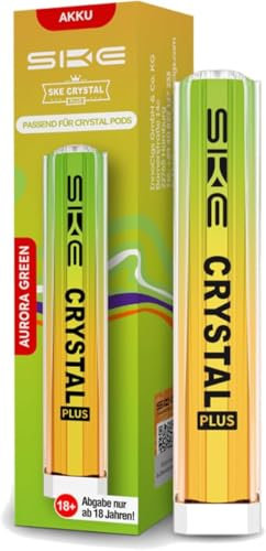 SKE CRYSTAL PLUS 400 mAh Akku, Pod Mod, Pod Akkuträger, nachfüllbares Basisgerät, Pod System | USB-C Anschluss, Kein E Liquid, Nikotinfrei - Aurora Grün